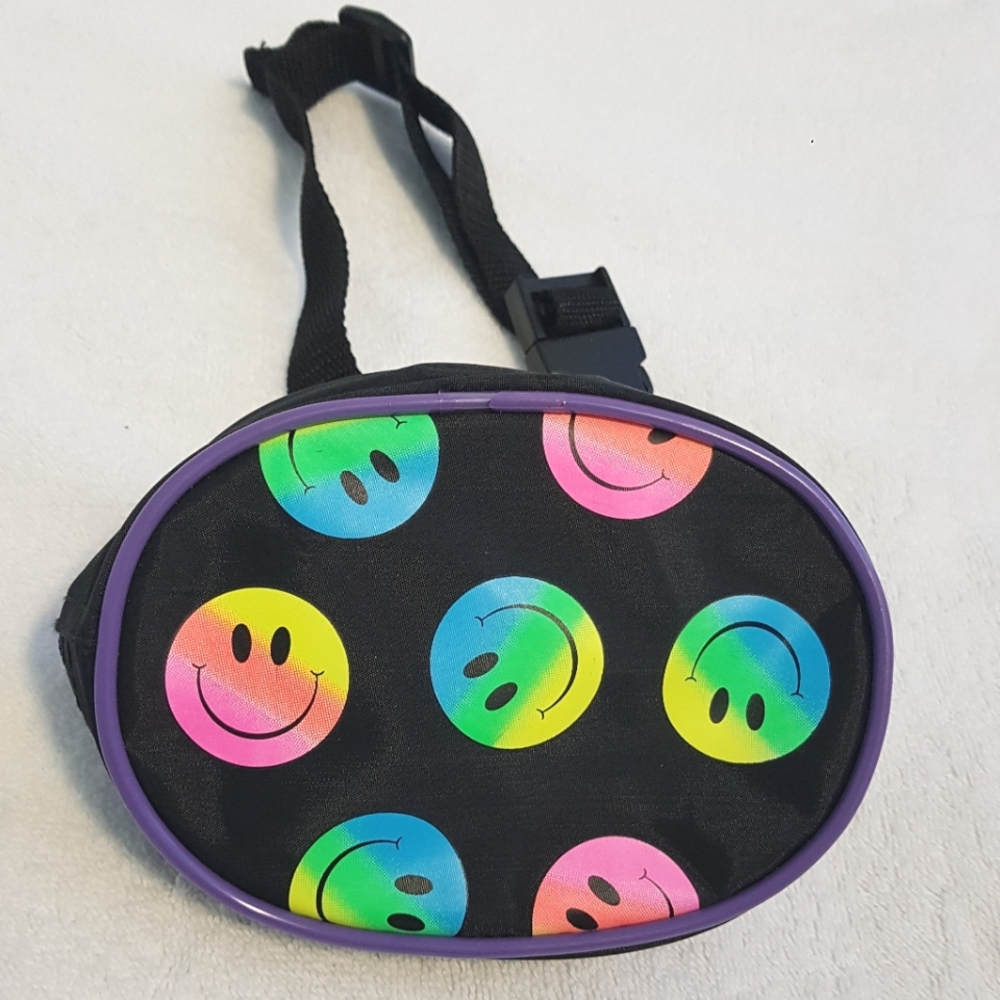 VINTAGE 80s Kids Rainbow Smiley face Fannie pack bum bag
